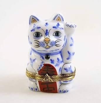 限定生産リモージュボックス　猫　ボンボニエールフランス製トリンケット　cat 限定生産リモージュボックス 猫 ボンボニエールフランス製